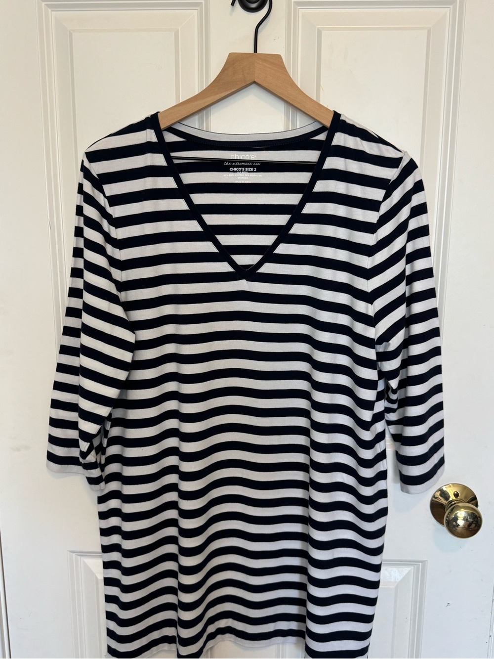 Black & White Striped Tunic, Stretch, Nautical, Breton Striped, classic, minimal